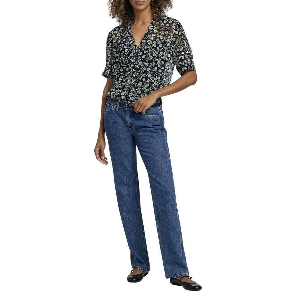 Rag & Bone Harlow Mid Rise Straight Stretch Denim Blue Jeans NWT $268 Size 28